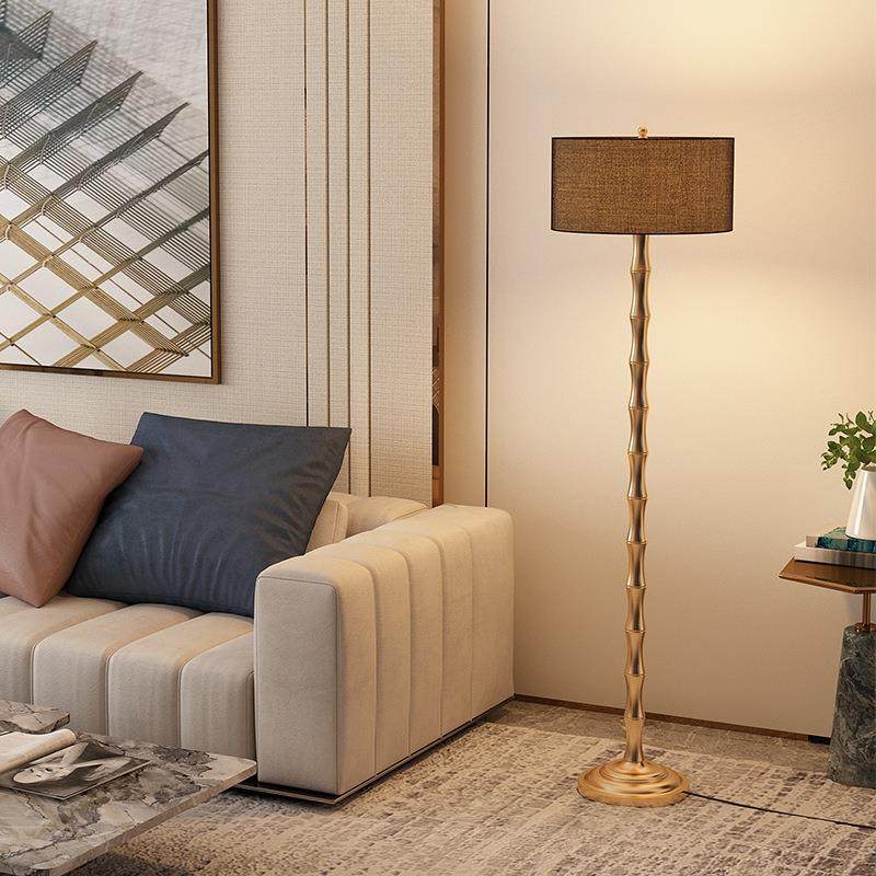 南洋法式中古简约台灯客厅卧室沙发旁复古金色竹节仿铜古典落地灯,电子元器件市场,其它元器件,淘宝优惠券,粉丝福利购,淘宝优惠卷
