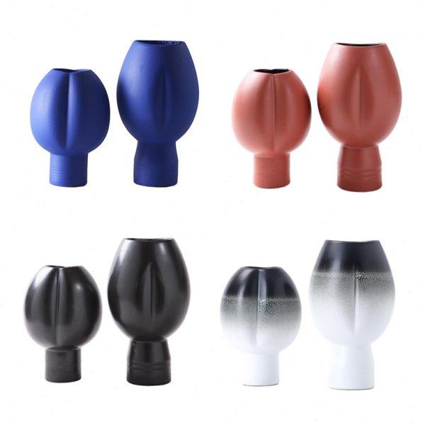 轻奢现代简约创意黑色陶瓷花器样板房家居客厅博古架软装饰品摆件,家居饰品,花瓶,淘宝优惠券,粉丝福利购,淘宝优惠卷