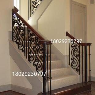 欧式铁艺楼梯扶手护栏别墅室内铁艺楼梯扶手