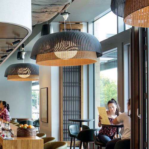 藤编吊灯北欧餐厅中式火锅店饭店餐饮吧台日式民宿手工编织藤艺灯
