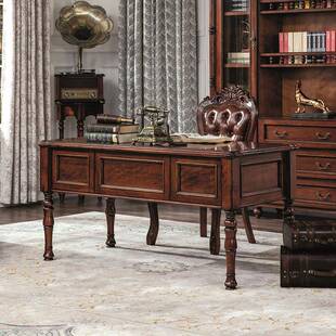 桃花芯木美式书桌全实木1.5米书房办公桌老板电脑桌学习桌子AG568