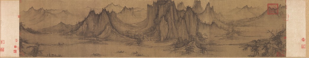 《渔舟唱晚图》宋徐道宁古代画家国画名人字画260*50cm包邮