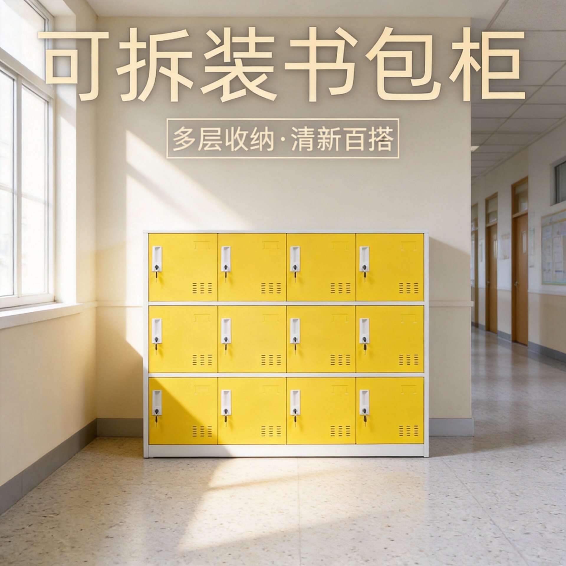 彩色书包柜商场寄存柜多功能收纳柜学校存包柜员工储物柜多色柜子