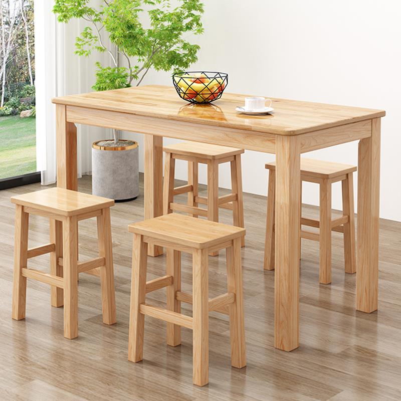 实木快餐桌椅大排挡桌椅面馆小吃店早餐桌椅组合家用简约长方形台