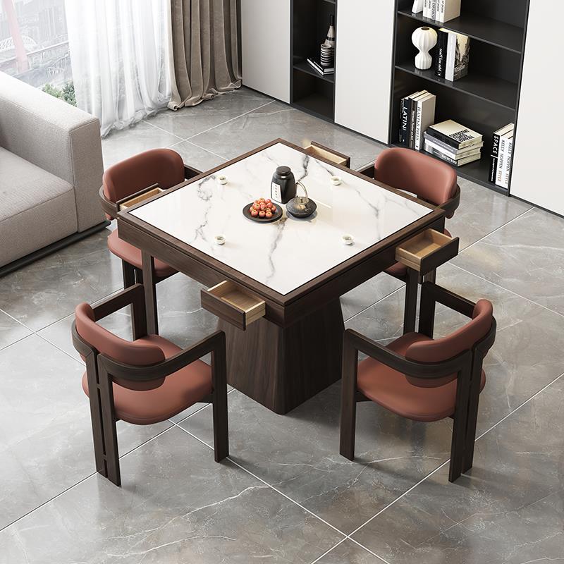 实木八仙桌掼蛋专用桌正方形四方桌餐桌新中式岩板棋牌桌椅组合