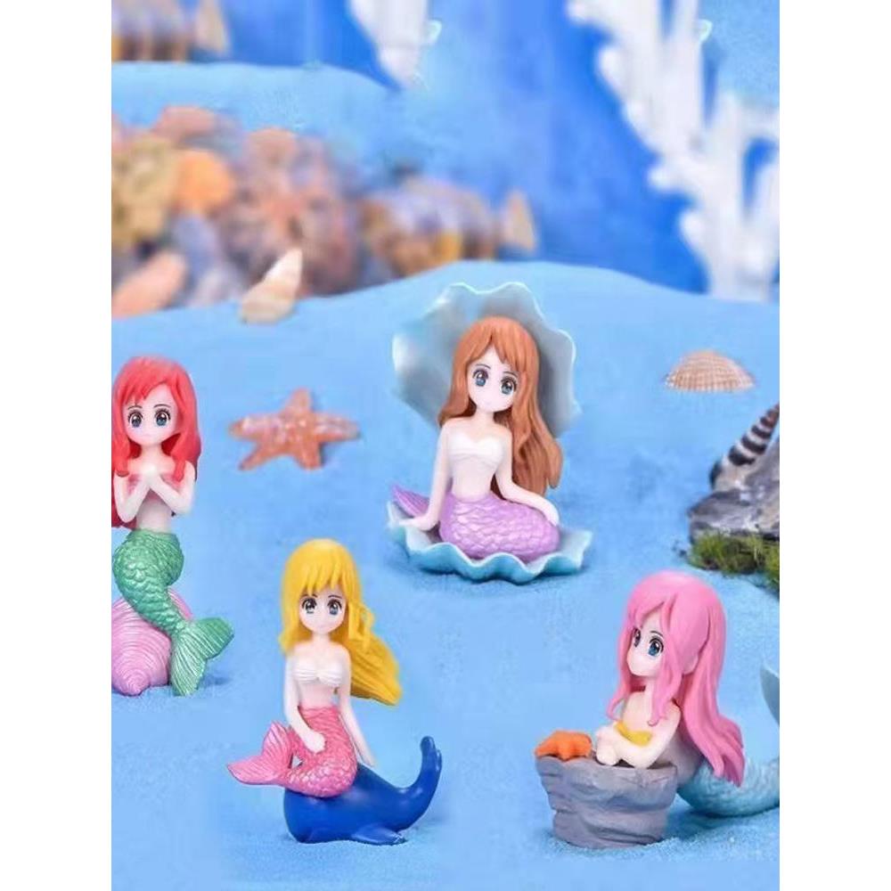 贝壳美人鱼小摆件微景观DIY盆景鱼缸海洋水族箱布景造景装饰配件