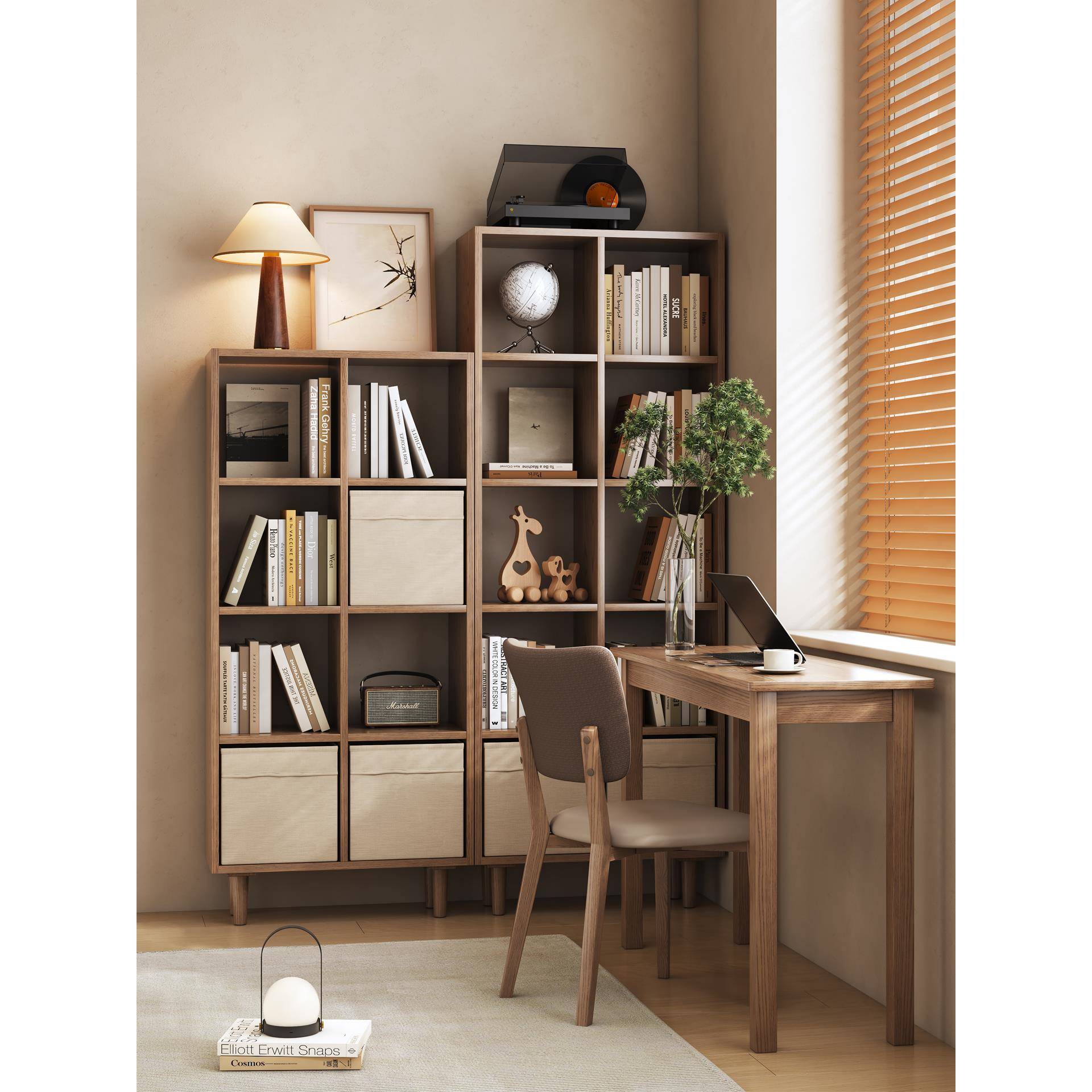 实木书柜书架飘窗落地置物架客厅储物柜子家用收纳自由组合格子柜