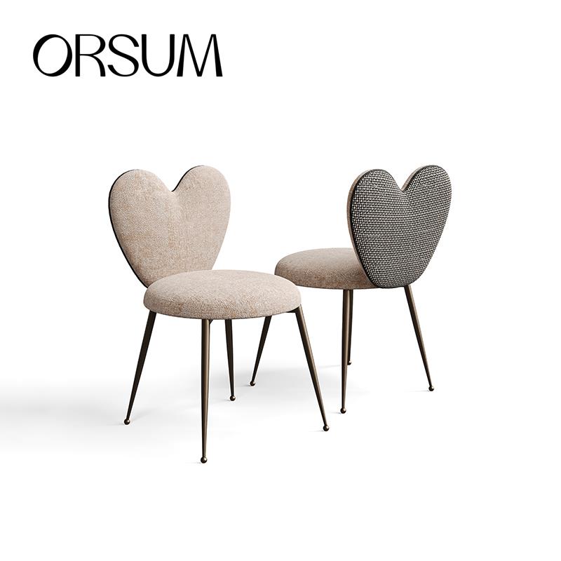 ORSUM原创法式复古风餐椅爱心创意艺术设计客厅卧室梳妆椅23新款
