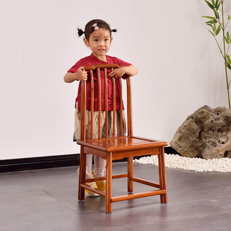 红木梳椅缅甸花梨木儿童靠背椅大果紫檀中式矮凳矮椅小椅子