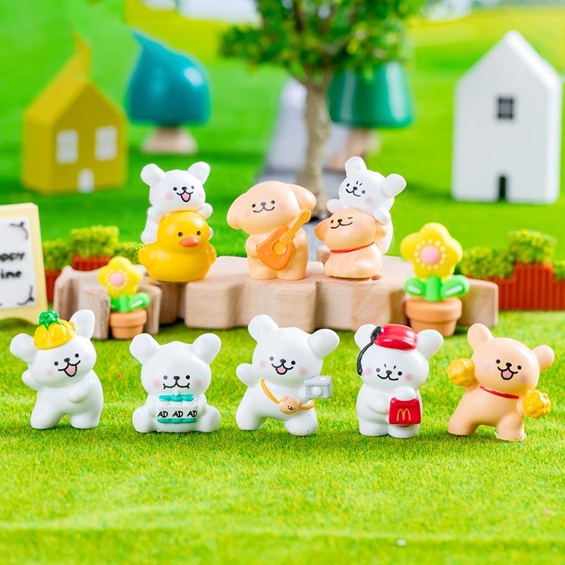 ins可爱线 线条小狗迷你公仔马尔济斯修狗周边桌面装饰DIY树脂小