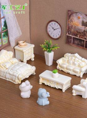 创意巴洛克风家俱微缩模型 娃娃屋diy装饰品配件微景观迷你小摆件