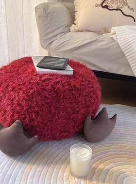坐墩红色羚羊绒客厅懒人沙发蒲团墩子脚凳飘窗矮墩坐垫可拆洗座椅
