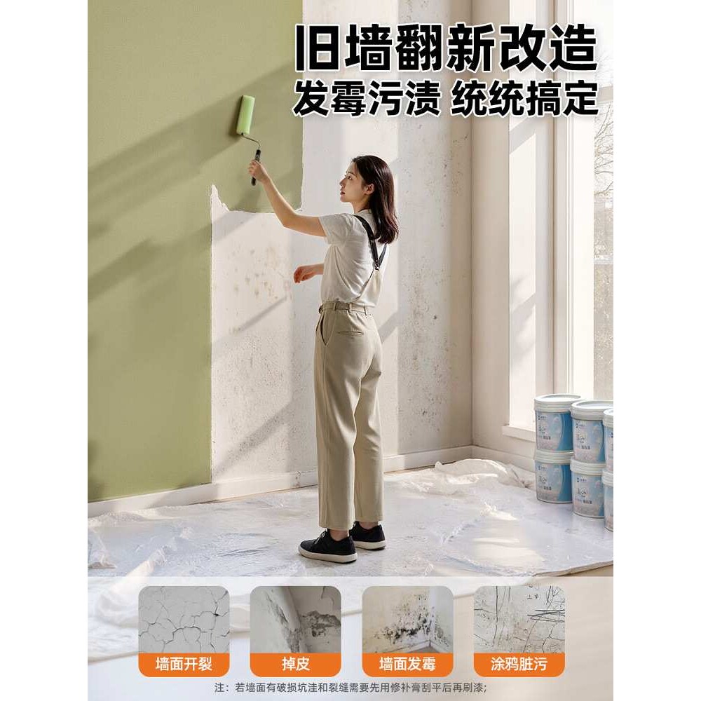 室内家用环保水性乳胶漆无甲醛自刷白色内墙面漆防水防霉涂料油漆