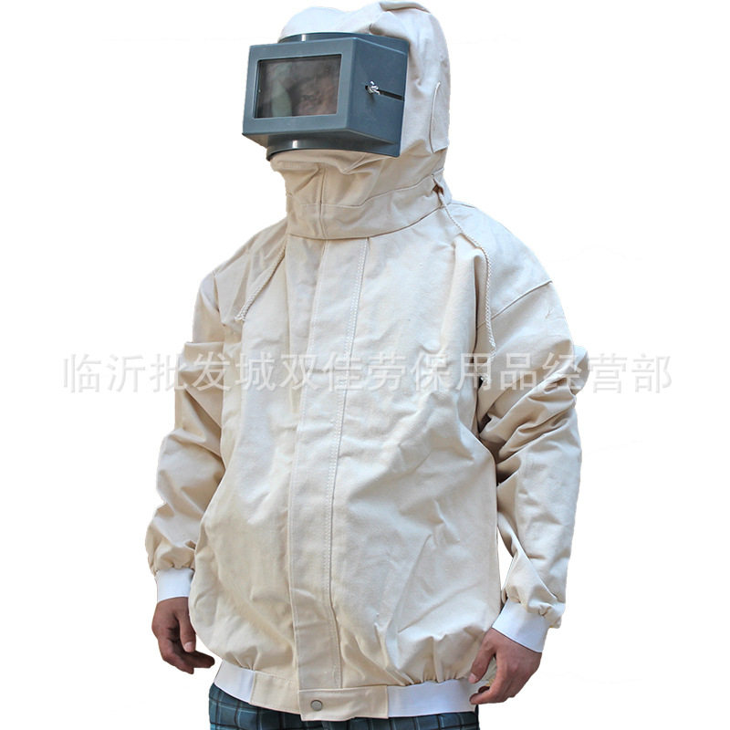厂家批发防尘加厚帆布油漆服涂料分体打磨工作服耐磨打砂衣喷砂服