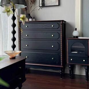 法式复古实木斗柜小户型卧室床尾置物柜家用抽屉式储物收纳柜山野