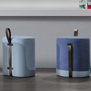 皮凳子家用客厅设计师板凳创意简约现代布艺矮凳子坐凳皮墩子手提