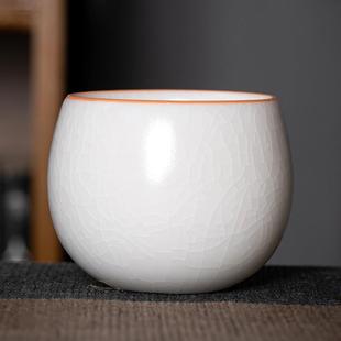 汝道白玉瓷汝窑茶杯大容量单杯主人杯汝瓷可养开片茶盏陶瓷品茗杯