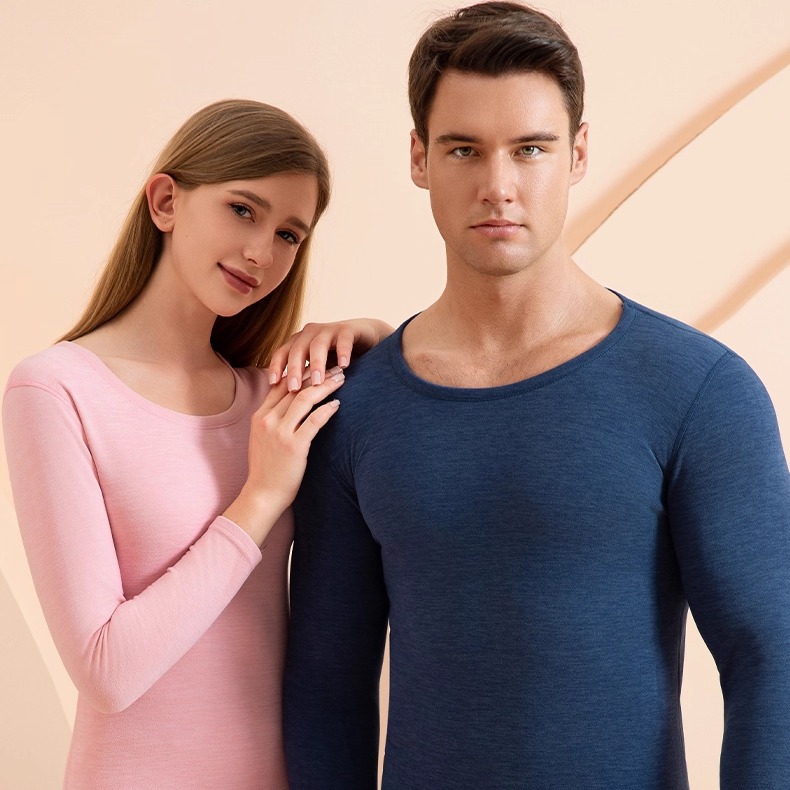 SNOW FLYING/雪中飞S006秋冬男女情侣保暖套装羊绒蚕丝双面磨毛