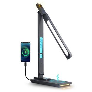 创意多功能显示屏护眼台灯无线充电10W桌面阅读学习小夜灯