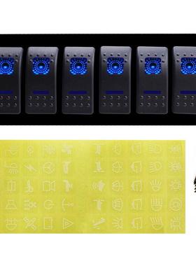 6位开关组合铝面板船舶汽车改装12-24V输入双蓝色LED灯翘板开关5