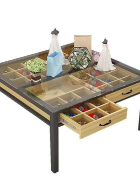 幼儿园美术桌绘画桌小学生培训班桌椅儿童手工设计抽屉桌画室桌子