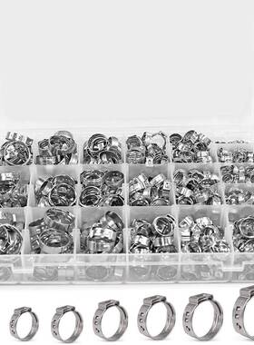 420PCS盒装20种尺寸304不锈钢单耳卡箍喉箍软管夹套件
