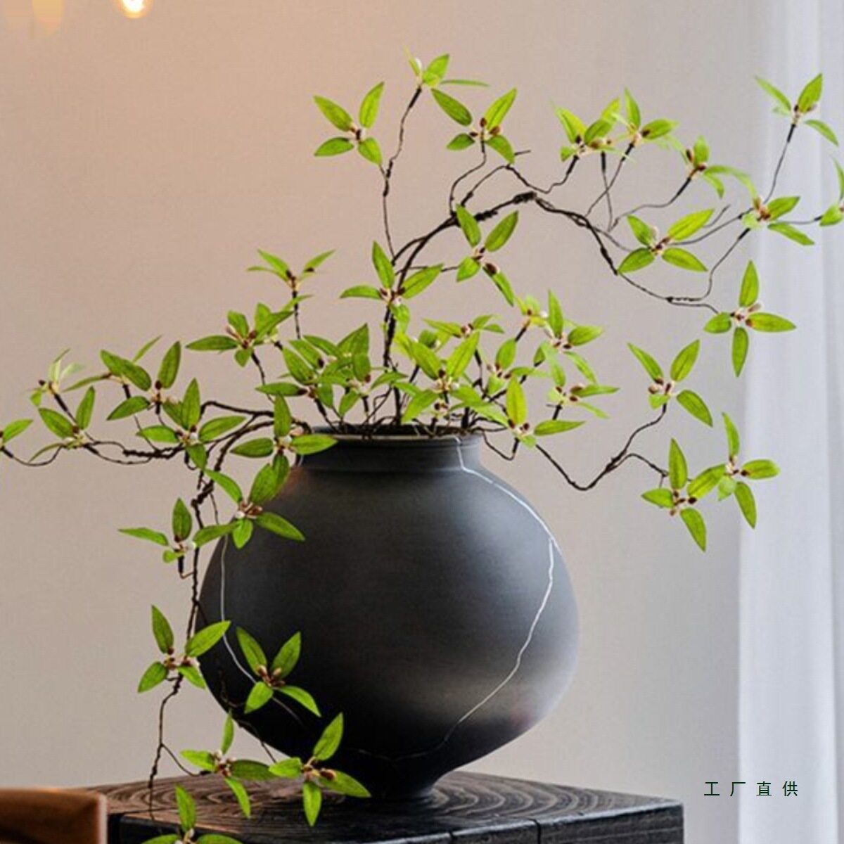 仿真绿植藤蔓石榴枝新中式客厅装饰插花仿生植物高端花艺摆件