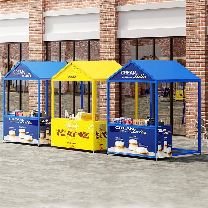 集市摆摊货架户外夜市移动摊位展示架铁艺花车市集小房子地摊棚架