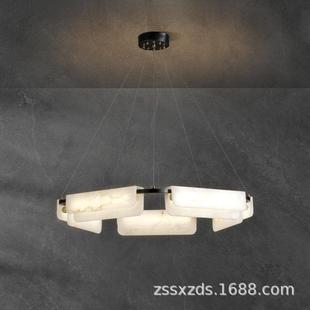 现代简约北欧轻奢客厅吊灯创意餐厅吧台吊线灯卧室全铜天然云石灯