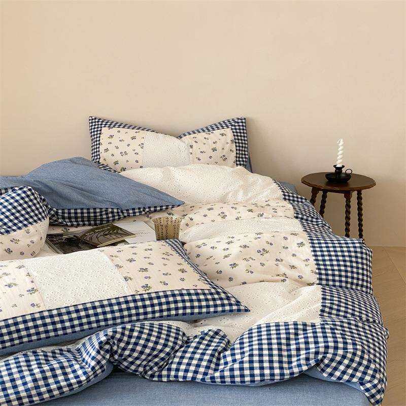 韩系全棉色织水洗棉四件套田园风纯棉被套双人床单床笠网红床品,农用物资,其他肥料,淘宝优惠券,粉丝福利购,淘宝优惠卷