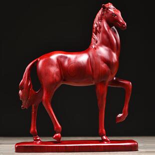 红花梨实木雕刻马摆件居家客厅电视柜摆设中式生肖马店铺公司贺礼