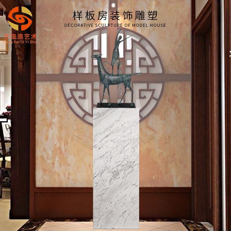 现代中式风格铸铝人物样板房家居别墅玄关雕塑摆件