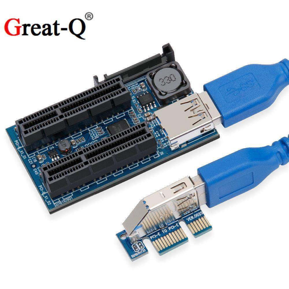 PCI-E1X延长线转pcie双口4X转接线PCI-E扩展卡网卡双接口延长线