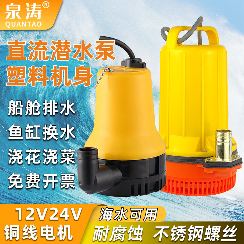 包邮耐腐蚀直流潜水泵船舱泵高扬程12V24V海水电瓶泵浇菜船用抽水