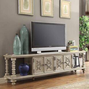 美式乡村实木客厅电视柜现代简约靠墙矮地柜复古雕花地柜新式家具