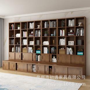 实木书架落地置物架格架客厅靠墙收纳柜图书馆卡座书柜多层展示柜