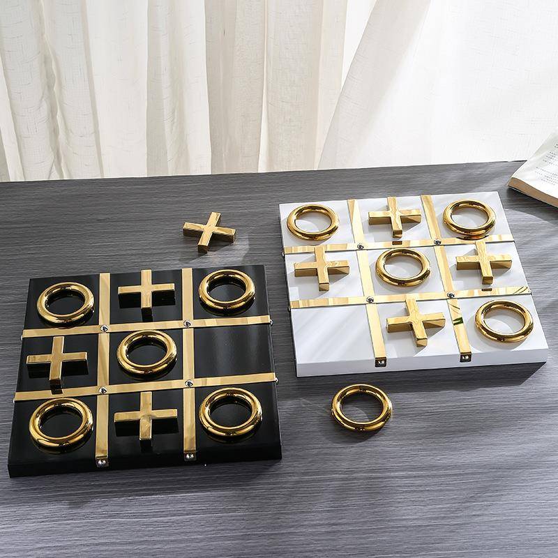 北欧轻奢象棋西洋棋专用摆件高级感装饰品创意家居金属装饰工艺品