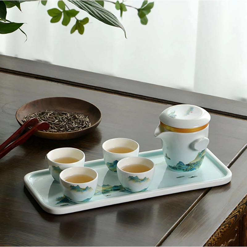 骨质瓷中式旅行茶具套装陶瓷便携高档户外家用1壶2杯车载套装