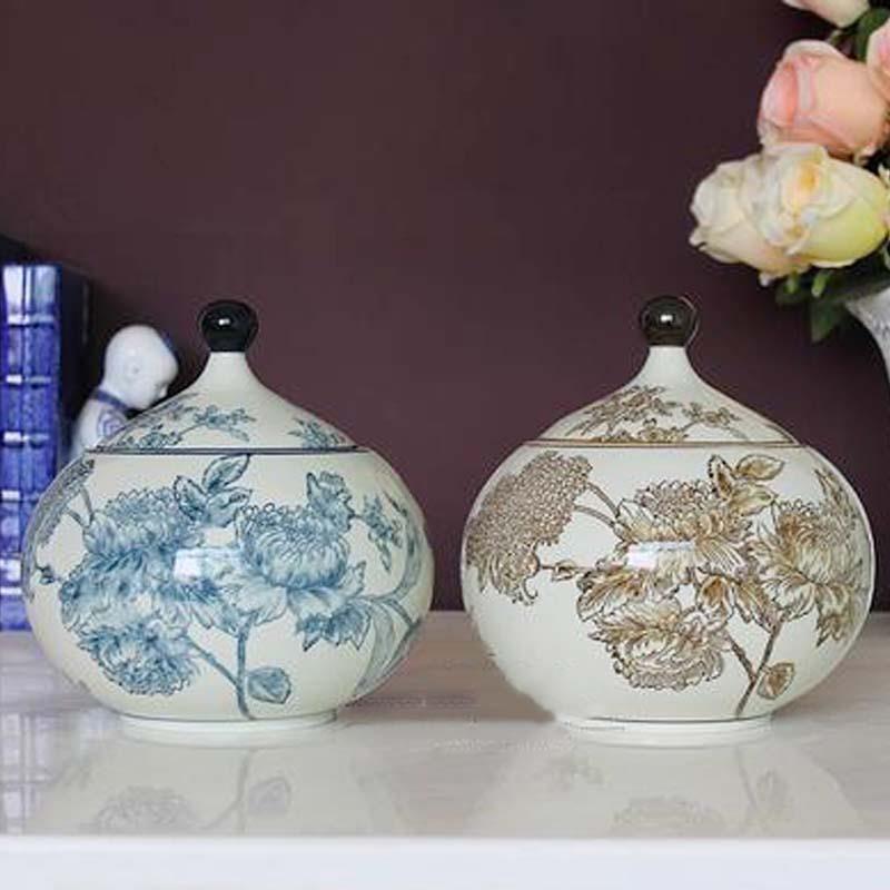 陶瓷器仿古中式陶瓷罐花瓶客厅玄关复古青花瓷摆件手工收纳