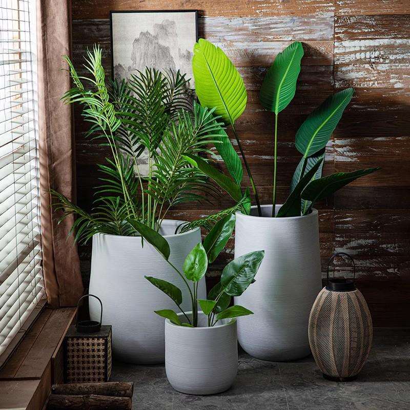 绿植盆栽花盆室内阳台落地花坛庭院水缸装饰品摆件白色陶瓷大花瓶