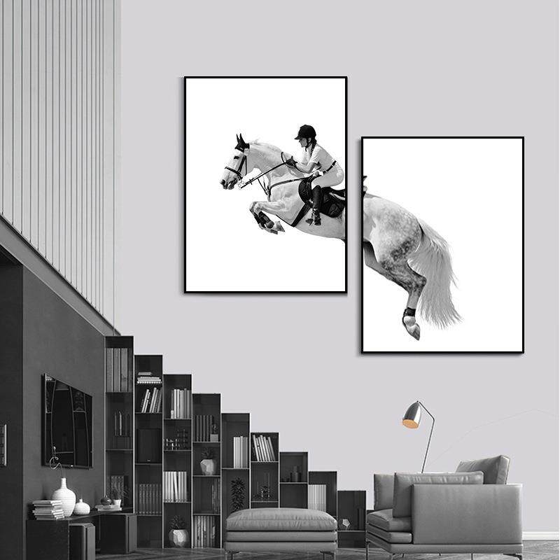 现代简约客厅烤瓷画马创意组合墙画现代简约卧室壁画北欧餐厅挂画