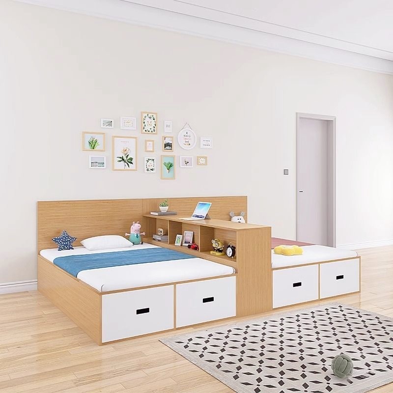 双人床互不干扰双胞胎两娃分隔姐弟不打扰高箱床隔断床一房变两房