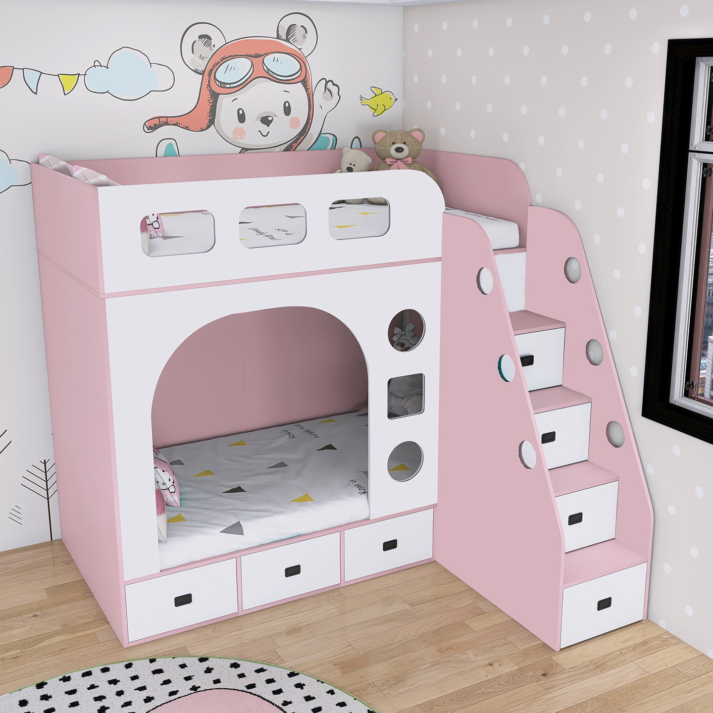 小户型儿童上下床双层床多功能高低床互不干扰子母床带储物可定制