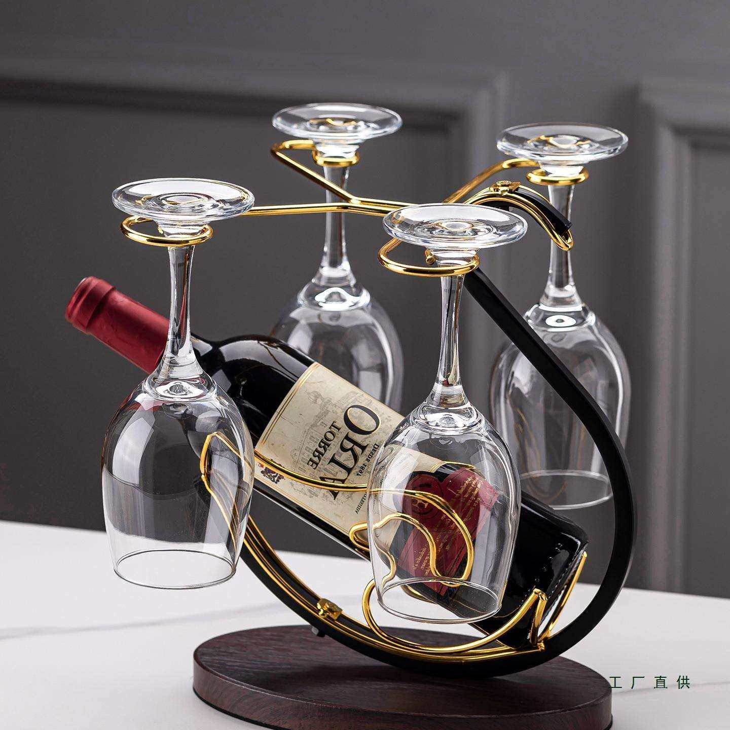 新中式红酒杯架家用倒挂高脚杯天鹅红酒架摆件新款红酒杯套装架子