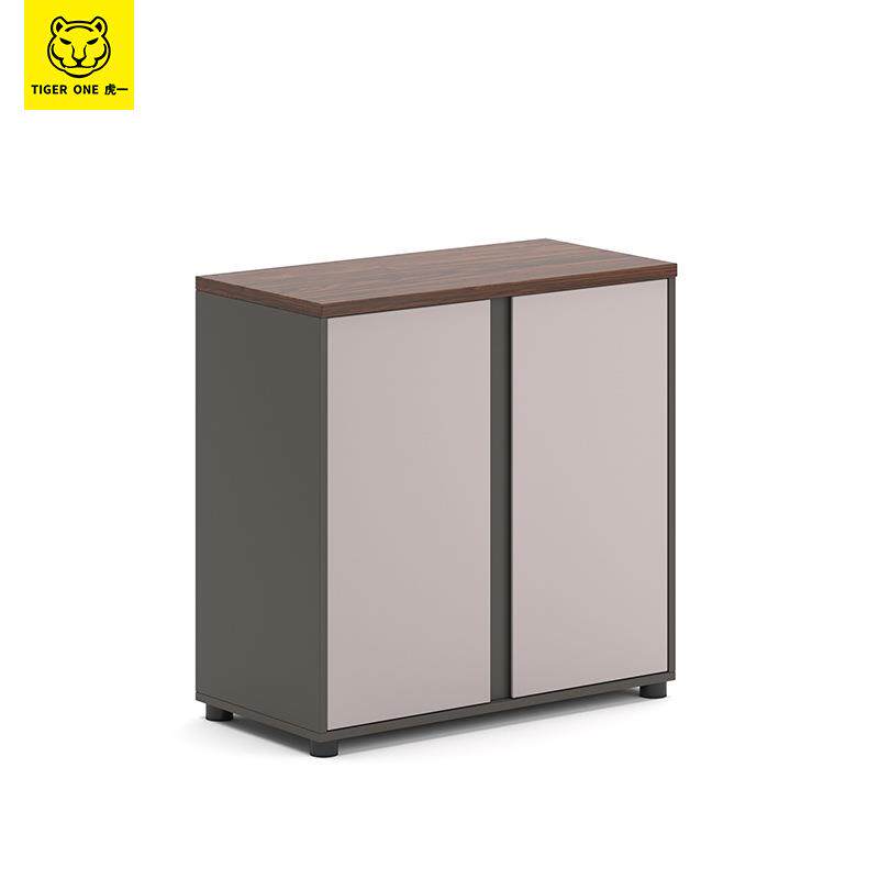 广东虎一办公家具矮柜木质窗边柜办公室桌边隔断柜茶水柜两门佛山