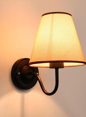 亿大灯饰客厅壁灯复古简约卧室床头电视墙过道布艺壁灯具LED室内