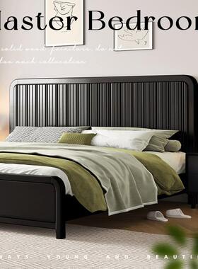 北欧黑色全实木床现代简约复古风格1.8米双人床1.5主卧公主储物床