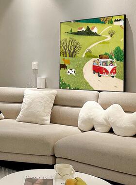 《旅途美景》现代简约绿色抽象挂画高级卧室餐厅玄关客厅装饰画