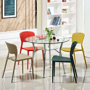 钢化玻璃圆桌一米直径洽谈接待桌椅组合店铺办公休息区吃饭桌