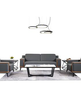 现代简约办公沙发灰色沙发商务会客洽谈休息区沙发办公室沙发皮质